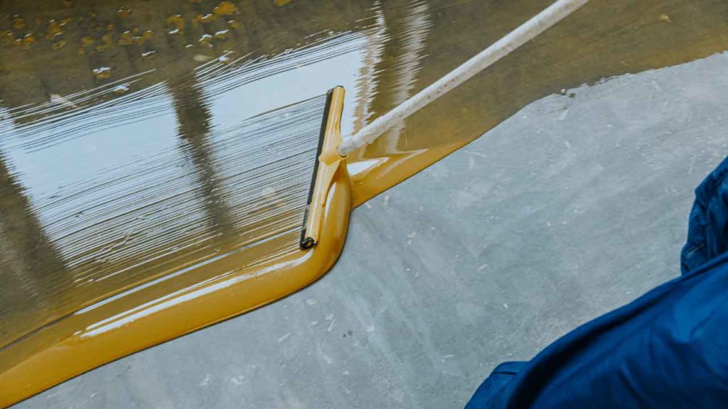 Range of epoxy floor coating products and materials used for professional installations