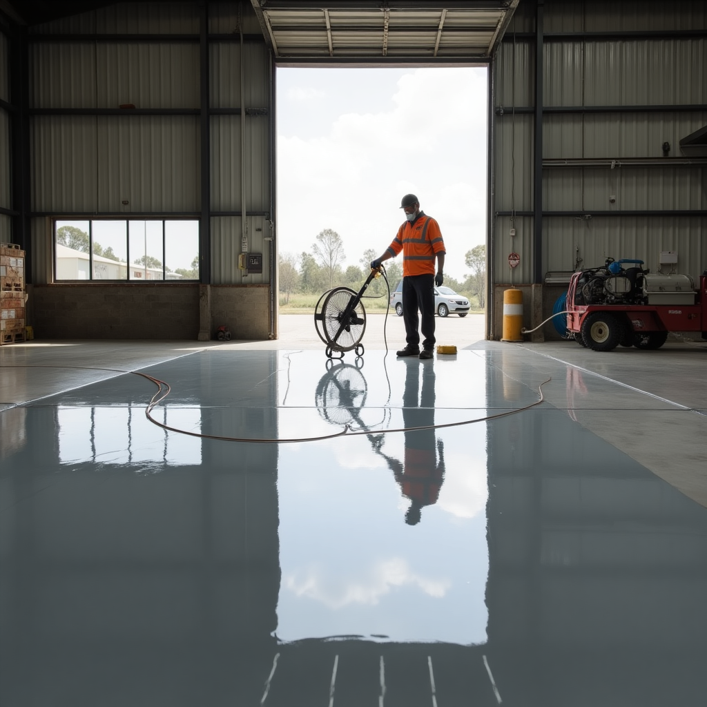 Anti-slip epoxy flooring installed in a warehouse in Wilsonton, Toowoomba