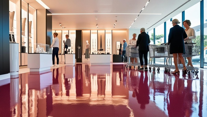 High-gloss, scuff-resistant epoxy flooring in a Toowoomba retail showroom