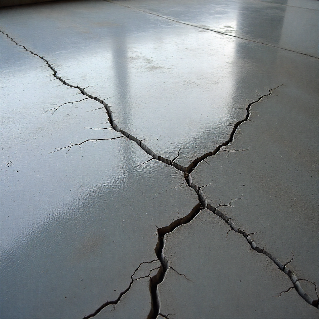 Concrete crack repair and filling being carried out on a floor surface