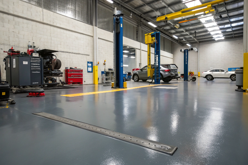Heavy-duty epoxy flooring in Australian workshop withstanding industrial machinery and tools